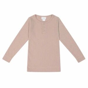 Kids Long Sleeve Ribbed Henley Top - Blush